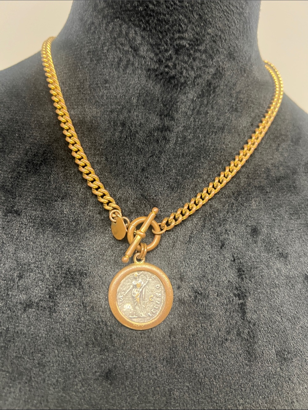 Gold-Tone Coin Pendant Toggle Necklace - Women